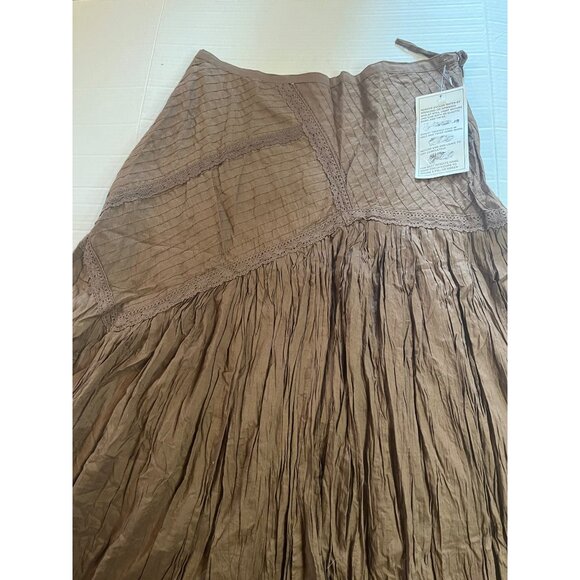 NWT- Boho Brown Crinkle maxi Skirt Size 12 fashion bug100% Cotton Made In India - Picture 8 of 12